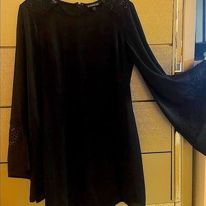 Black Flare Sleeve Dress